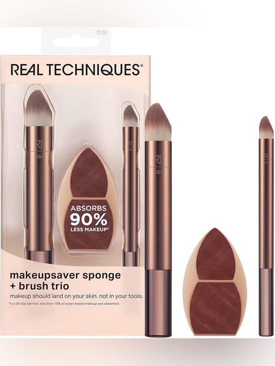 Real Techniques Other - Real Techniques Makeupsaver Sponge Brush Natural Finish 3 Piece Set NWT